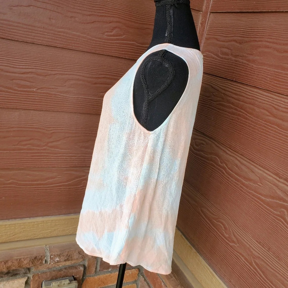 Staccato Women's Peach and Light Blue Watercolor Tie-Dye Sleeveless Blouse NWOT - Picture 5 of 10